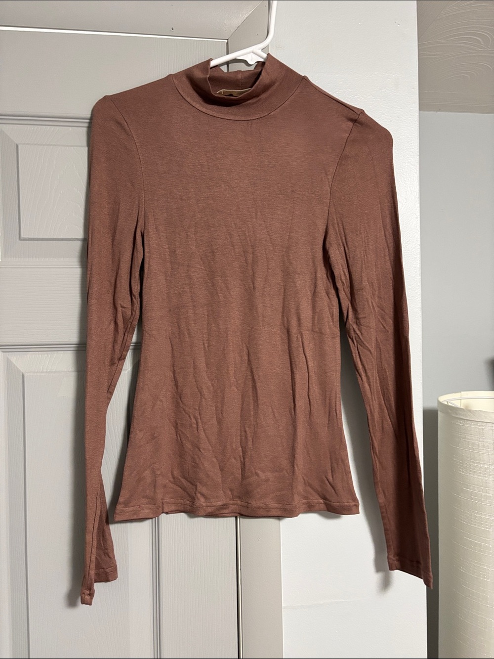 By Together Long Sleeve Mock Neck Top in Mauve Brown